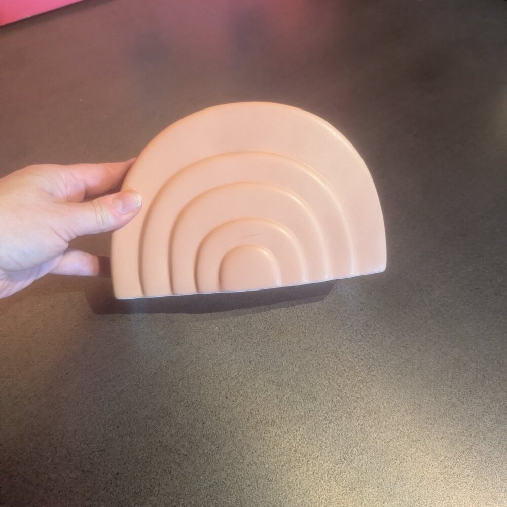 Ceramic Pale Pink Rainbow Abstract Arch Planter Vase